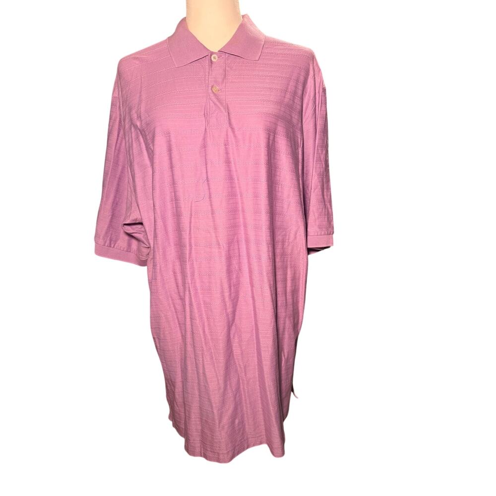 Polo Golf Ralph Lauren Purple Textured Stripe Rayon Blend Polo Shirt, Men Large